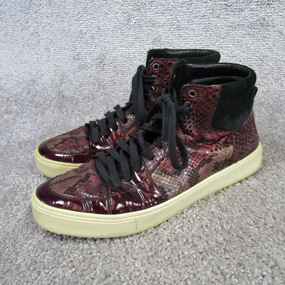 Yves Saint Laurent Sneakers Mens Size 43.5 Eu 10.5  Malibu Snakeskin Red Leather main image 5